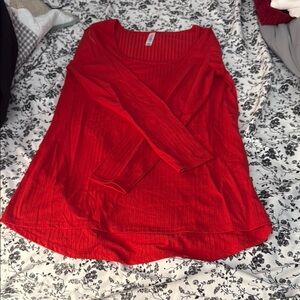 LuLaRoe Red Ribbed Long Sleeve Blouse